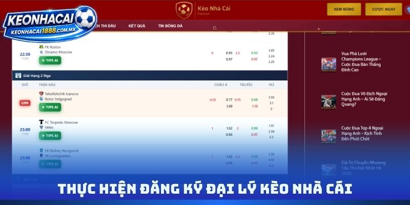 Thực hiện đăng ký đại lý Kèo nhà cái